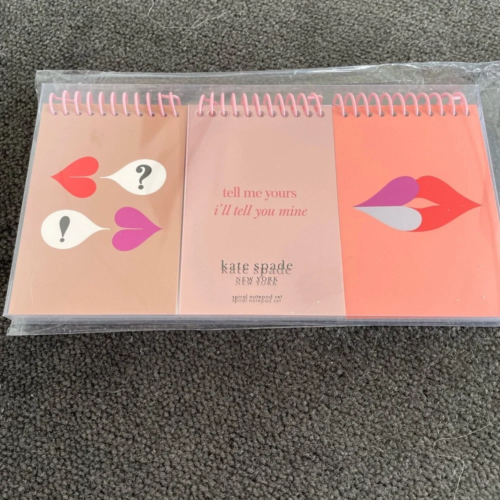 KATE SPADE NEW YORK PINK HEART AND LIPS MINI SPIRAL NOTEPADS